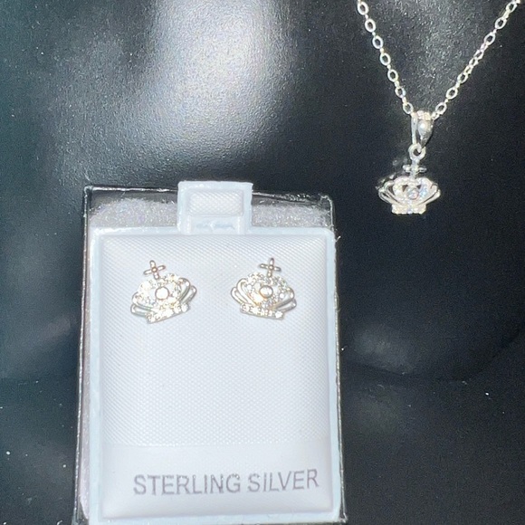 Sterling Sliver Earrings Jewelry Post stamped 925 w/ rhinestone - Picture 7 of 7